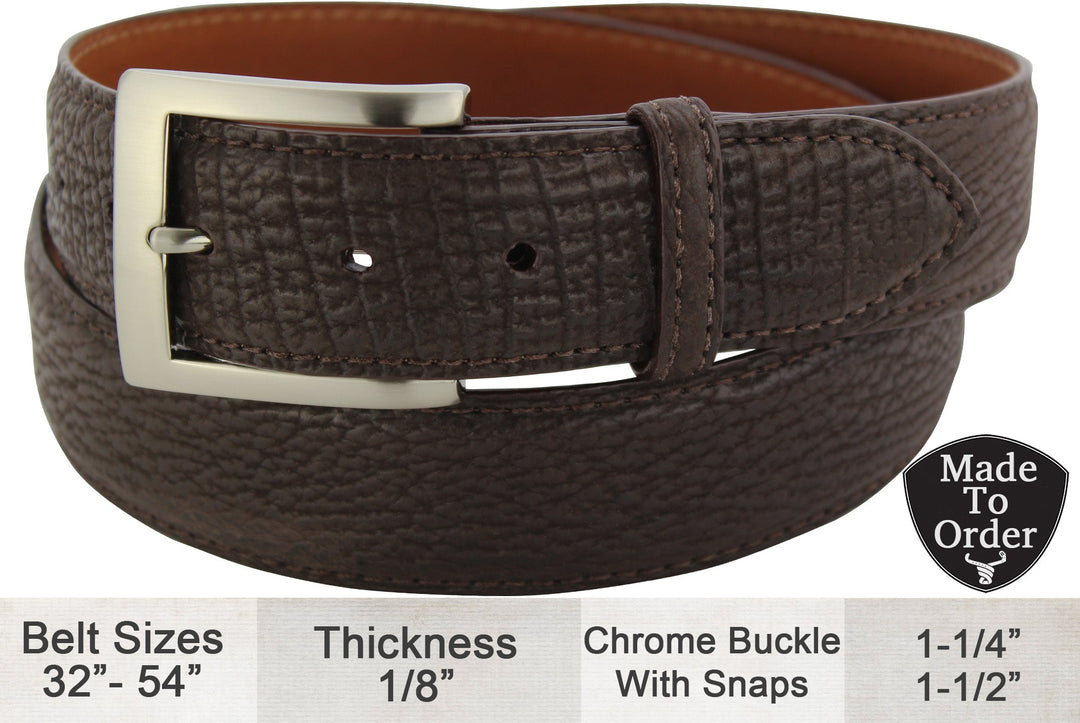 Men s Brown Shark Designer Full Grain Leather Belt Allow Approx. 3 To 4 Weeks To Ship