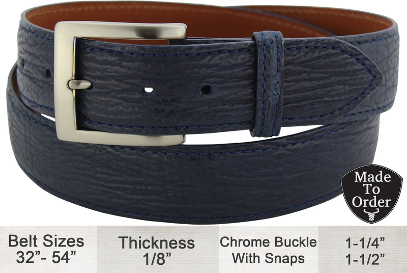 Navy Blue Shark Designer Full Grain Leather Belt (Allow Approx. 4 Weeks To Ship) - Bullhide Belts