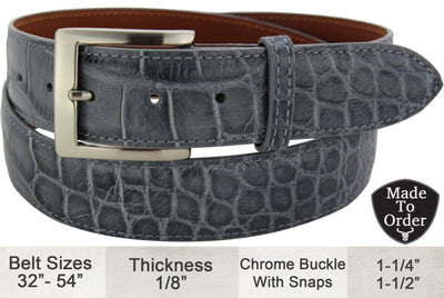 Bullhide Belts Grey American Alligator Dress or Casual Designer Belt