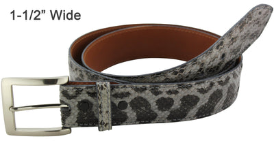 Bullhide Belts Grey Anaconda Snake Skin Dress or Casual Designer Belt