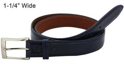 Navy Blue Italian Calf Leather Designer Full Grain Leather Belt (Allow Approx. 4 Weeks To Ship) - Bullhide Belts