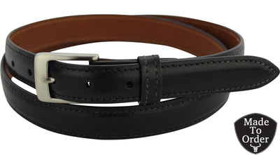 Designer Black Italian Calf Leather Dress Belt: 1 Wide **Made To Order Allow 5 To 6 Weeks To Ship 34" / 1" Designer Black Italian Calf Leather Dress Belt: 1 Wide **Made To Order Allow 5 To 6 Weeks To Ship 34" / 1"