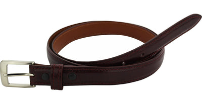 Burgundy Italian Calf Leather Designer One Inch Wide Dress Full Grain Leather Belt (Allow Approx. 4 Weeks To Ship) - Bullhide Belts