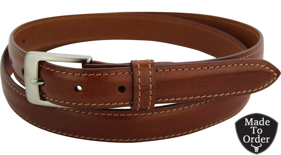Cognac Italian Calf Leather Dress Belt - 1" Wide Full Grain **Made To Order Allow 5 To 6 Weeks To Ship Cognac Italian Calf Leather Dress Belt - 1" Wide Full Grain **Made To Order Allow 5 To 6 Weeks To Ship