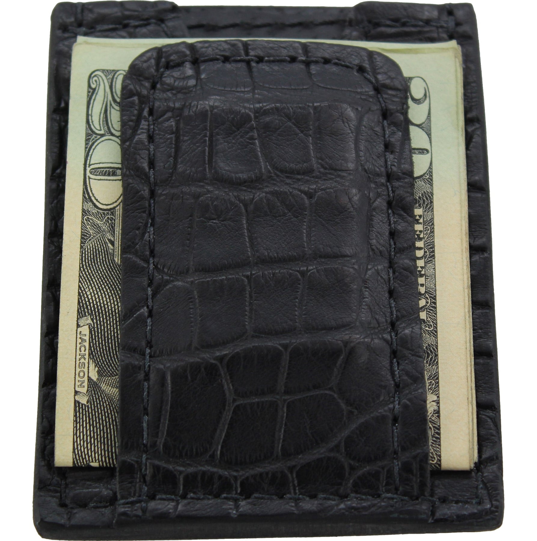 Alligator Vertical Card Holder with Money Clip