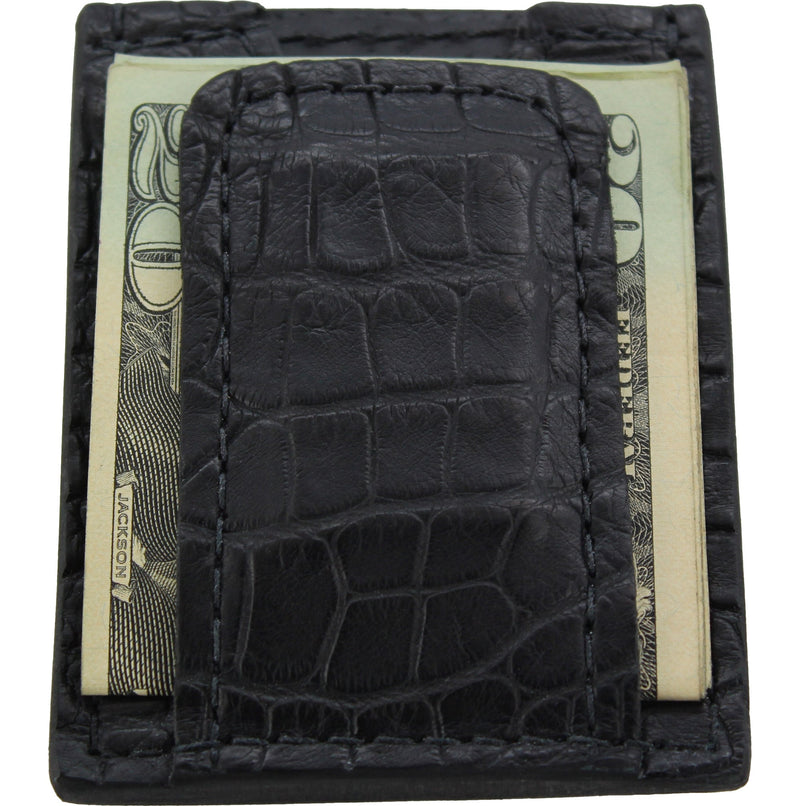 Black Genuine LEATHER MEN'S MONEY CLIP Bifold CARD Mens Wallet Front  Pocket