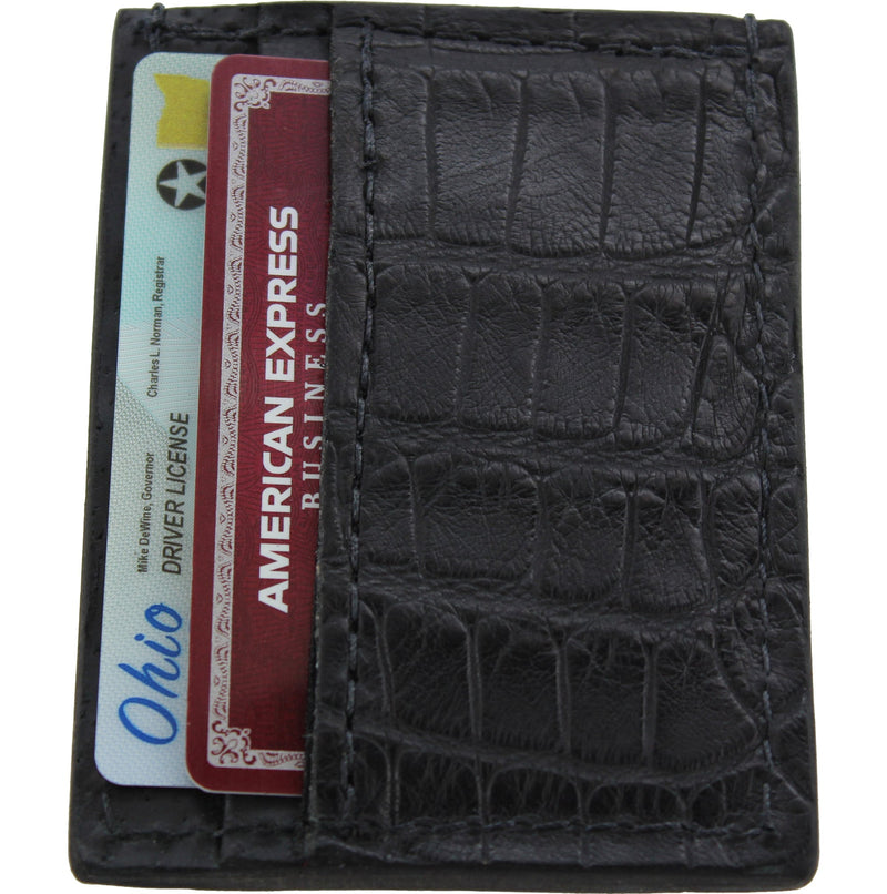 Black alligator skin money clip leather wallet with IDs by Bullhide Belts