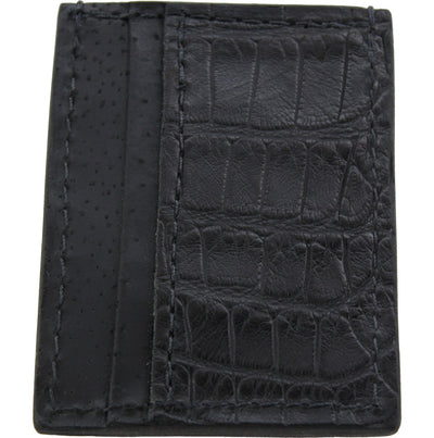 Black alligator skin money clip leather wallet with card slots by Bullhide Belts