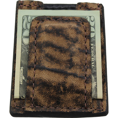 Rustic Brown Elephant Money Clip Wallet With Credit Card Slots - Bullhide Belts