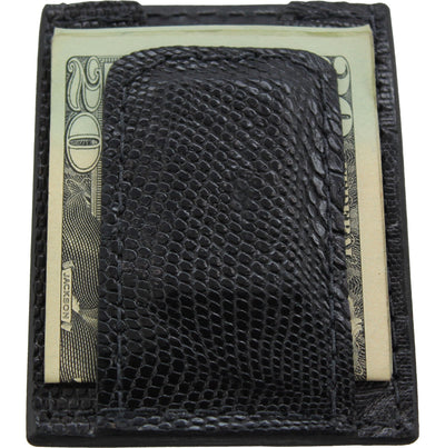 Black Lizard Money Clip Wallet With Credit Card Slots - Bullhide Belts