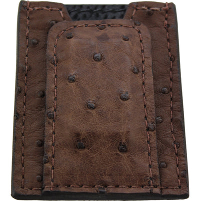 Brown Ostrich Money Clip Wallet With Credit Card Slots - Bullhide Belts