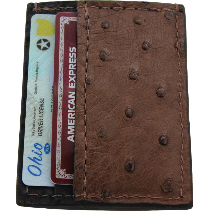 Ostrich Brown Clip Wallet