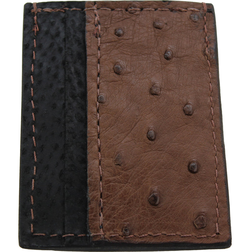 Brown Ostrich Money Clip Wallet With Credit Card Slots - Bullhide Belts