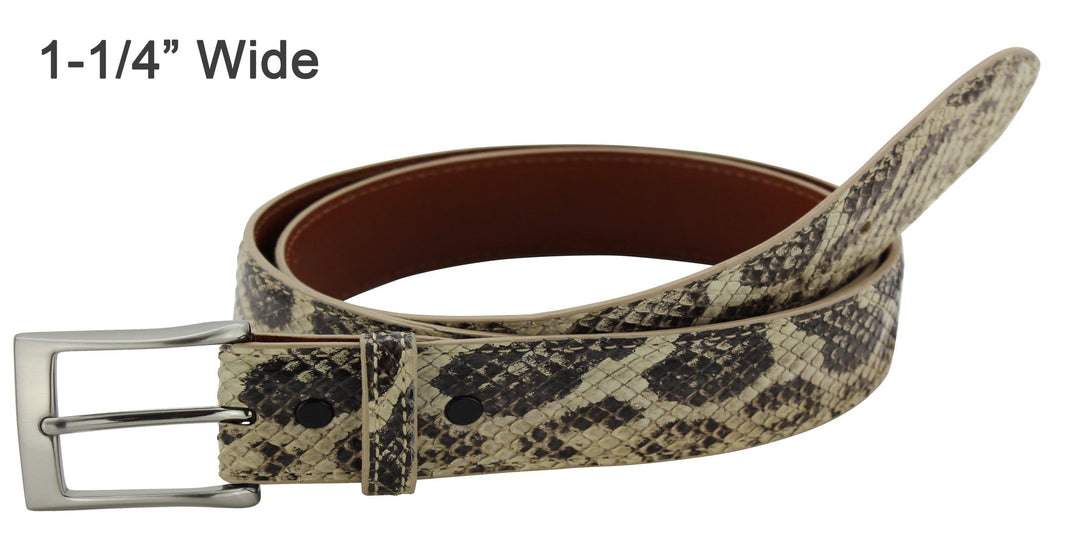 Men's Natural Anaconda Snake Skin Designer Full Grain Leather Belt **Made  To Order Allow 5 To 6 Weeks To Ship