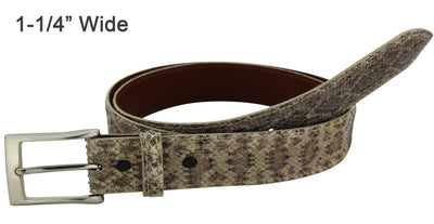 Western Diamondback Rattlesnake Designer Full Grain Leather Belt (Allow Approx. 4 Weeks To Ship) - Bullhide Belts