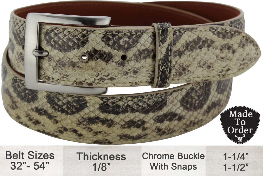 Men's Natural Anaconda Snake Skin Designer Full Grain Leather Belt –  BullhideBelts.com