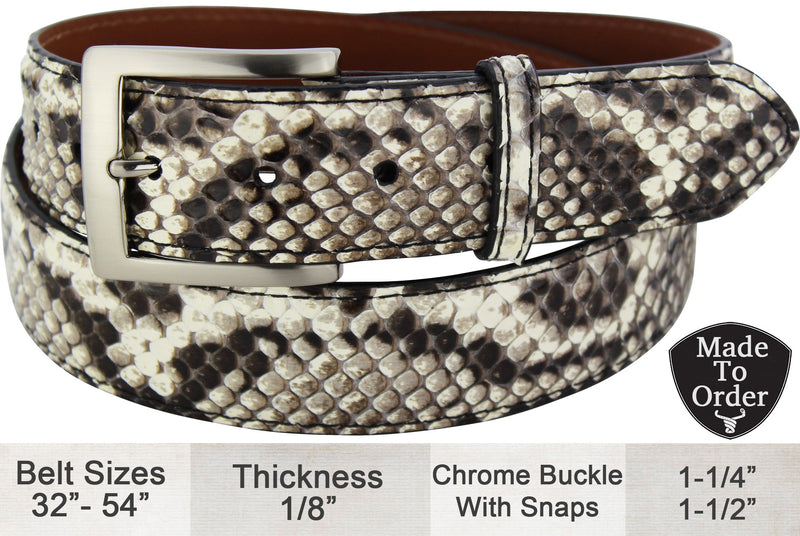 Bullhide Belts Natural Python Snake Skin Dress or Casual Designer Belt