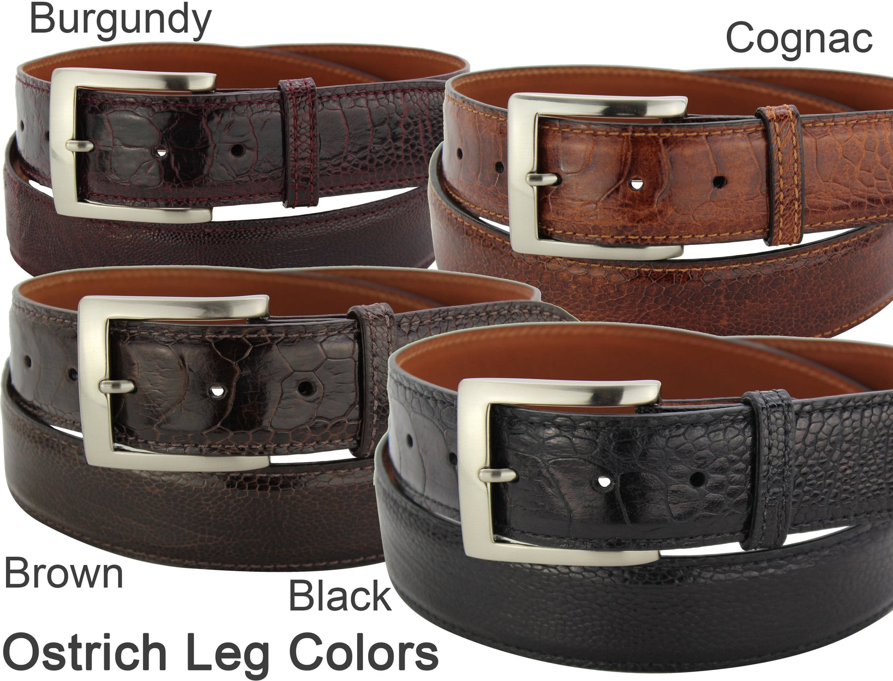 Cognac Ostrich Leg Designer Full Grain Leather Belt (Allow Approx. 4 W ...