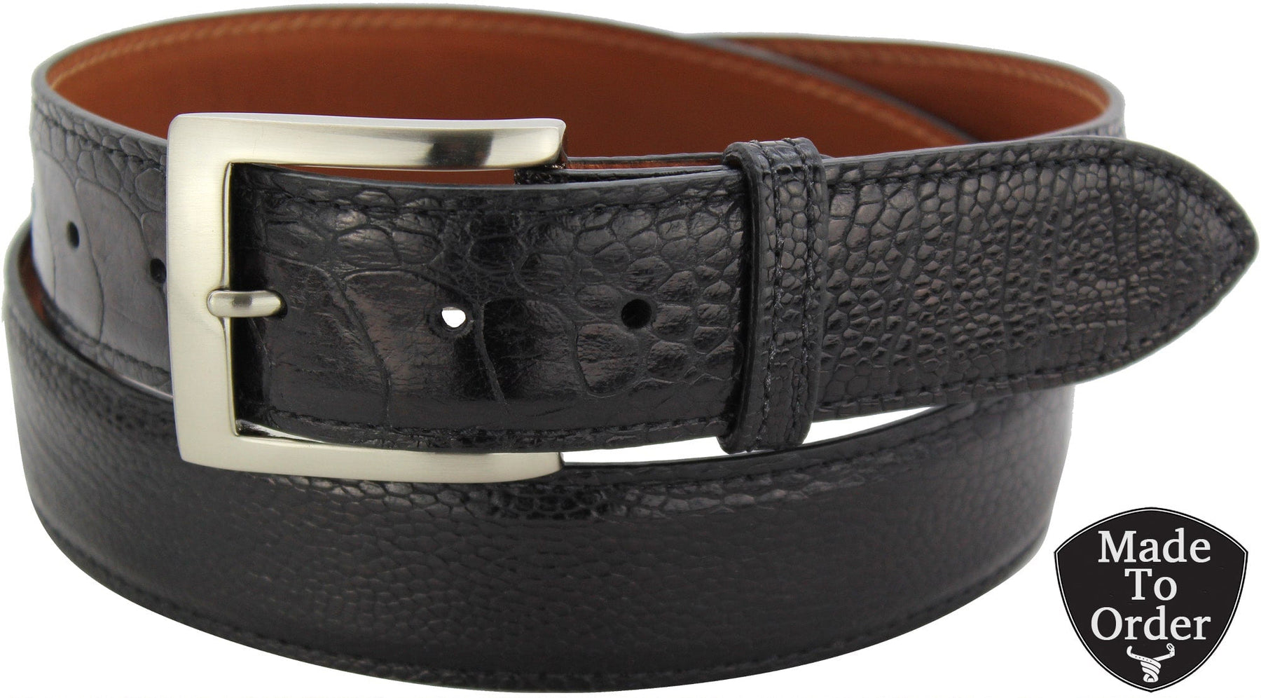Ostrich Grain Leather Stylish Black and Gold Women\'s Belt Ostrich Leather Belt Women - Etsy main image 3