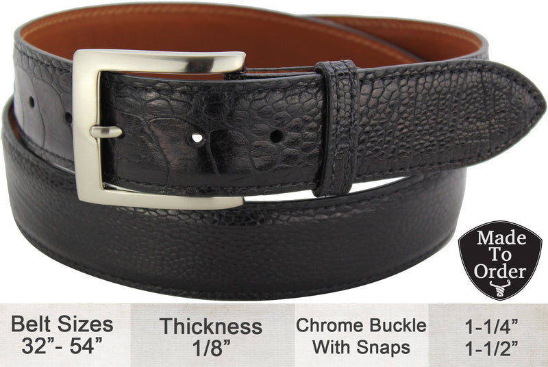 Bullhide Belts Black Ostrich Leg Dress or Casual Designer Belt
