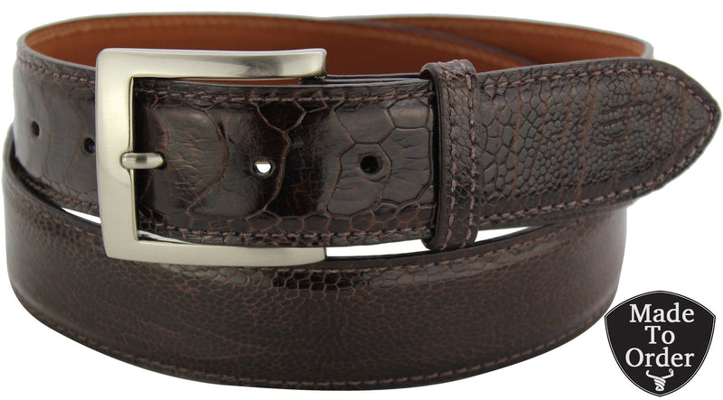 Men's Brown Ostrich Leg Designer Full Grain Leather Belt – BullhideBelts.com