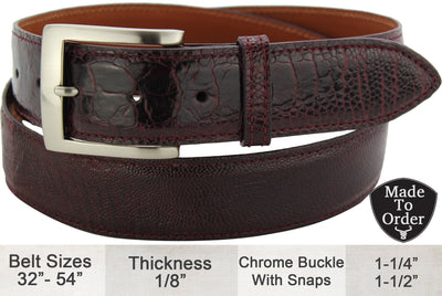 Bullhide Belts Burgundy Ostrich Leg Dress or Casual Designer Belt