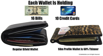 Bullhide Belts Brown Hippopotamus Bifold Slim Profile Wallet With Money Clip