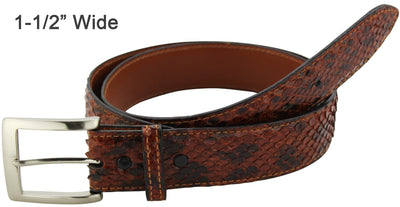 Bullhide Belts Tobacco Anaconda Snake Skin Dress or Casual Designer Belt