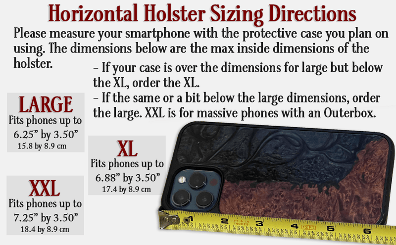 Black Deluxe Leather Horizontal Cellphone Holster Case - Bullhide Belts
