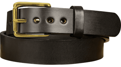 The Eastwood: Men's Black Non Stitched Leather Belt Max Thick With Brass 1.50" - Bullhide Belts