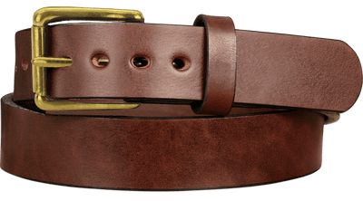 The Eastwood: Men's Brown Non Stitched Leather Belt Max Thick With Brass 1.50" - Bullhide Belts