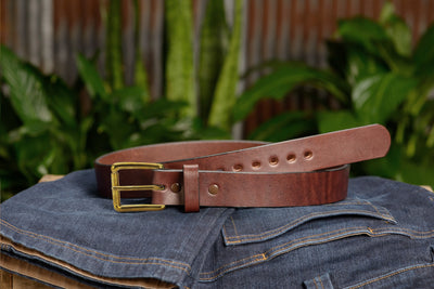 The Eastwood: Men's Brown Non Stitched Leather Belt Max Thick With Brass 1.50" - Bullhide Belts