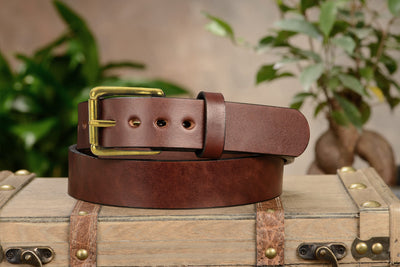 The Eastwood: Men's Brown Non Stitched Leather Belt Max Thick With Brass 1.50" - Bullhide Belts