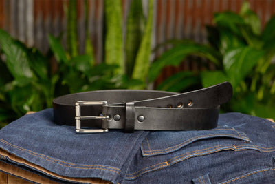 The Eastwood: Men's Black Non Stitched Leather Belt Max Thick 1.50" - Bullhide Belts