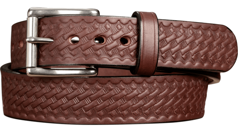 BullhideBelts.com Men's Leather Basket Weave Western Belt, 1.5