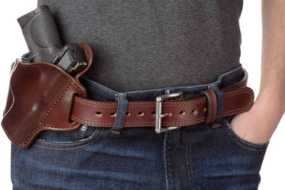 The Eastwood: Men's Brown Double Stitched Leather Belt Max Thick 1.50" - Bullhide Belts
