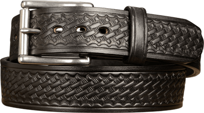 The Eastwood: Men's Black Basket Weave Leather Belt Max Thick 1.75" Extra Wide - Bullhide Belts