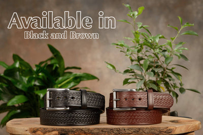 The Eastwood: Men's Brown Basket Weave Leather Belt Max Thick 1.75" Extra Wide - Bullhide Belts