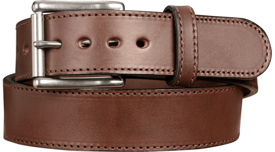 Men's Heavy Duty Leather Belt - 1 1/4 Inch Wide Dark Chocolate Brown Belt With Steel Buckle