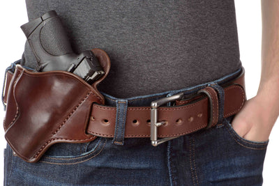 The Eastwood: Men's Brown Stitched Leather Belt Max Thick 1.75" Extra Wide - Bullhide Belts
