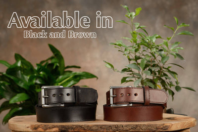 The Eastwood: Men's Black Stitched Leather Belt Max Thick 1.75" Extra Wide - Bullhide Belts