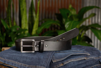 The Eastwood: Men's Black Non Stitched Leather Belt Max Thick 1.75" Extra Wide - Bullhide Belts