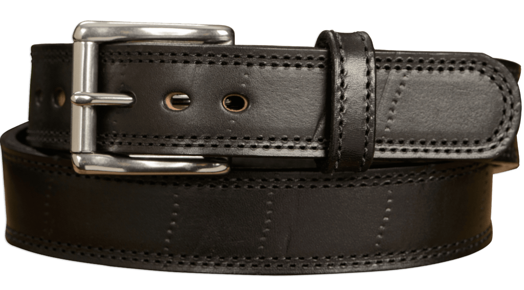小物 double belt (smooth leather) w ovy deci Black Leather Belt | Non-Stitched Double Prong | Nickel