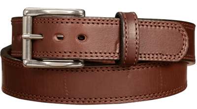 The Bomber: Men's Brown Double Stitched With Distressed Marks Leather Belt 1.50" - Bullhide Belts
