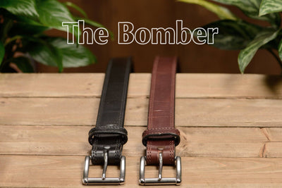 The Bomber: Men's Brown Double Stitched With Distressed Marks Leather Belt 1.50" - Bullhide Belts