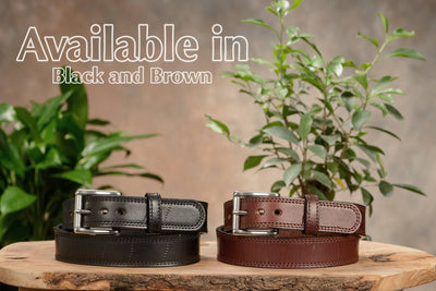 The Bomber: Men's Brown Double Stitched With Distressed Marks Leather Belt 1.50" - Bullhide Belts