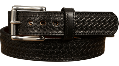 The Norris: Black Stitched Basket Weave Max Thick With Steel Core 1.50" - Bullhide Belts
