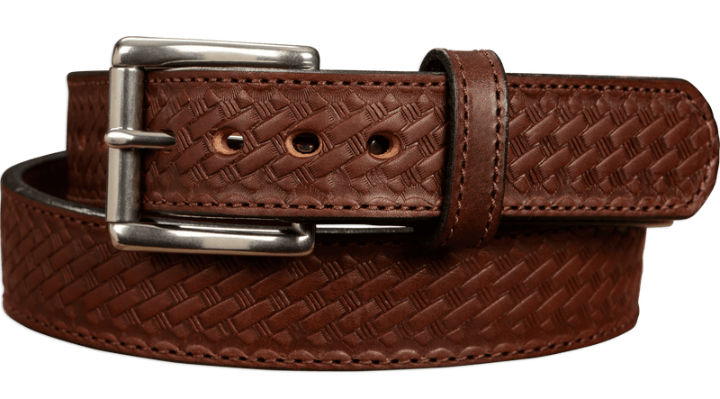 The Norris: Brown Stitched Basket Weave Max Thick With Steel Core 1.50" - Bullhide Belts