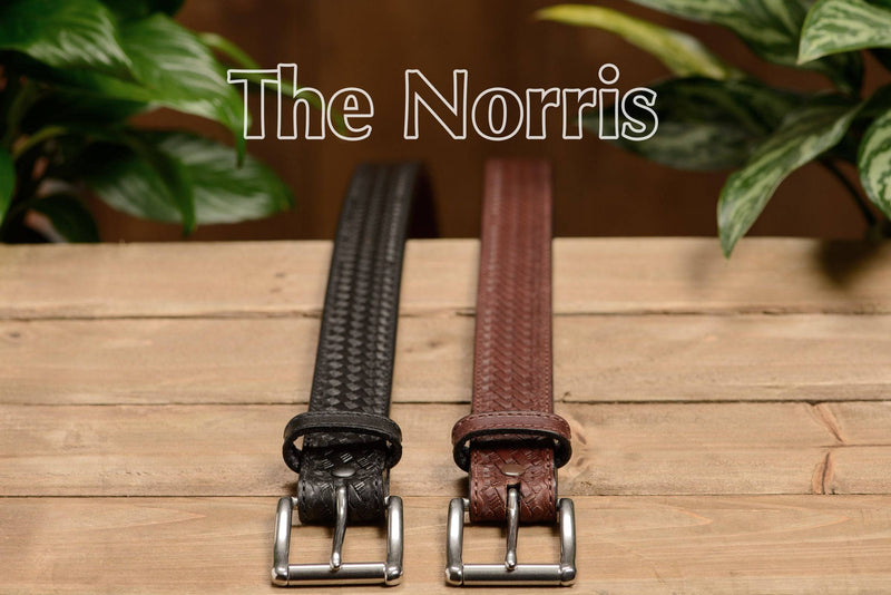 The Norris: Black Stitched Basket Weave Max Thick With Steel Core 1.50" - Bullhide Belts