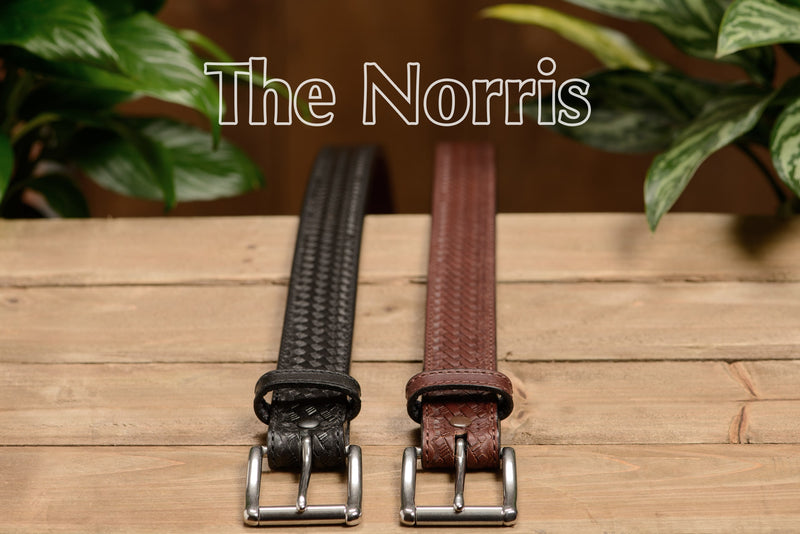 The Norris: Brown Stitched Basket Weave Max Thick With Steel Core 1.50" - Bullhide Belts